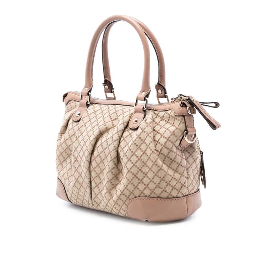 Gucci Diamante Canvas Sukey Satchel Beige Very good condition - Back View