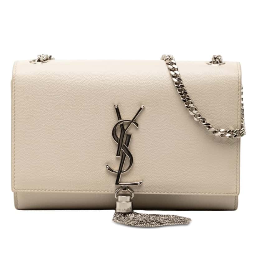 Saint Laurent Small Grain de Poudre Monogram Kate Tassel Crossbody Brown Leather Very good condition - Front View