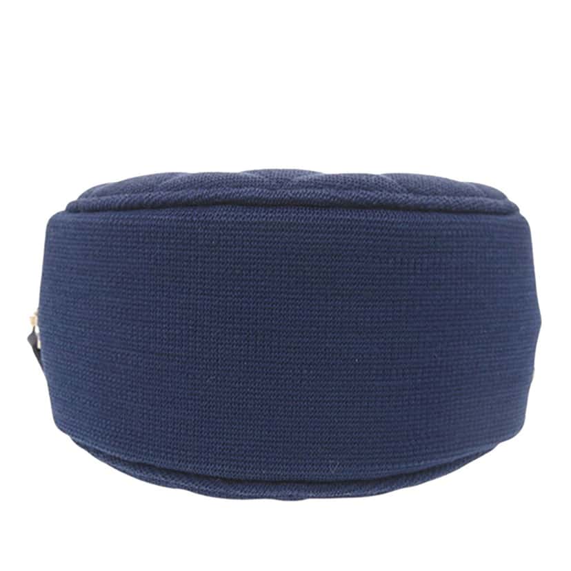 Chanel CC Quilted Jersey Round Clutch with Chain Blue Very good condition - Model View