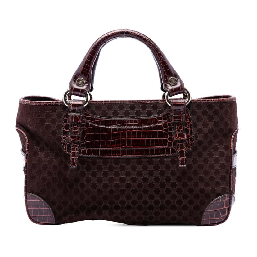 Celine Macadam Suede Boogie Handbag Brown Leather Very good condition - Front View