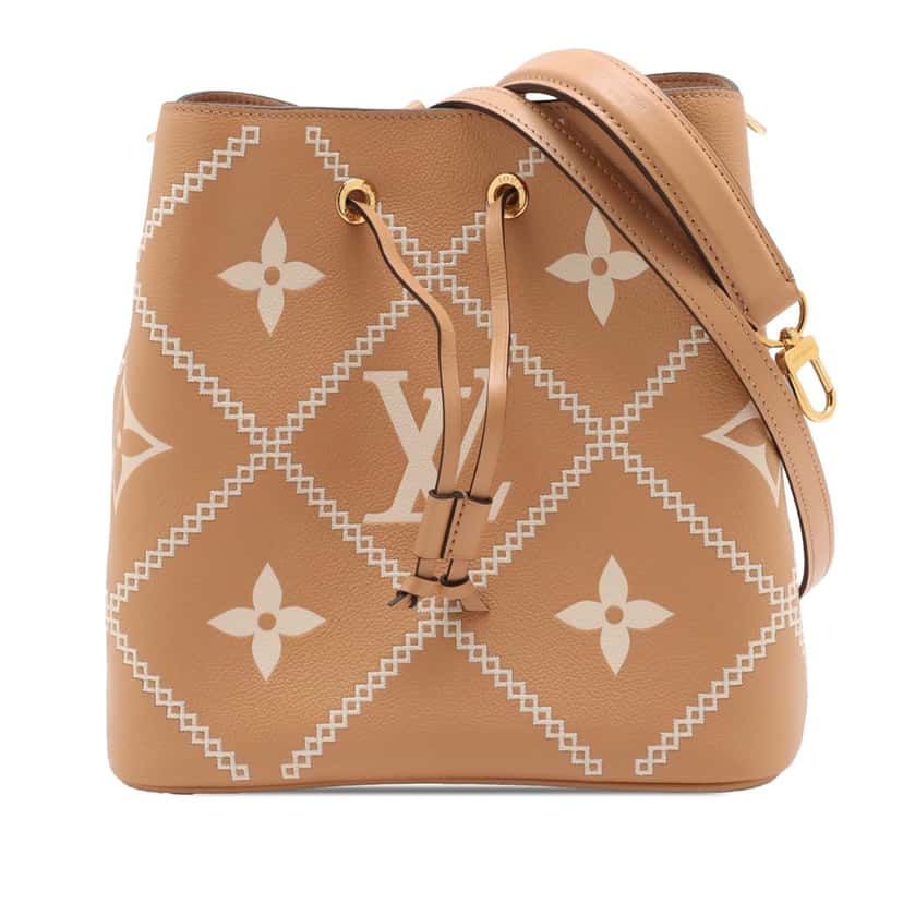 Louis Vuitton Monogram Giant Bicolor Empreinte Broderies Neonoe MM Beige Leather Very good condition - Front View