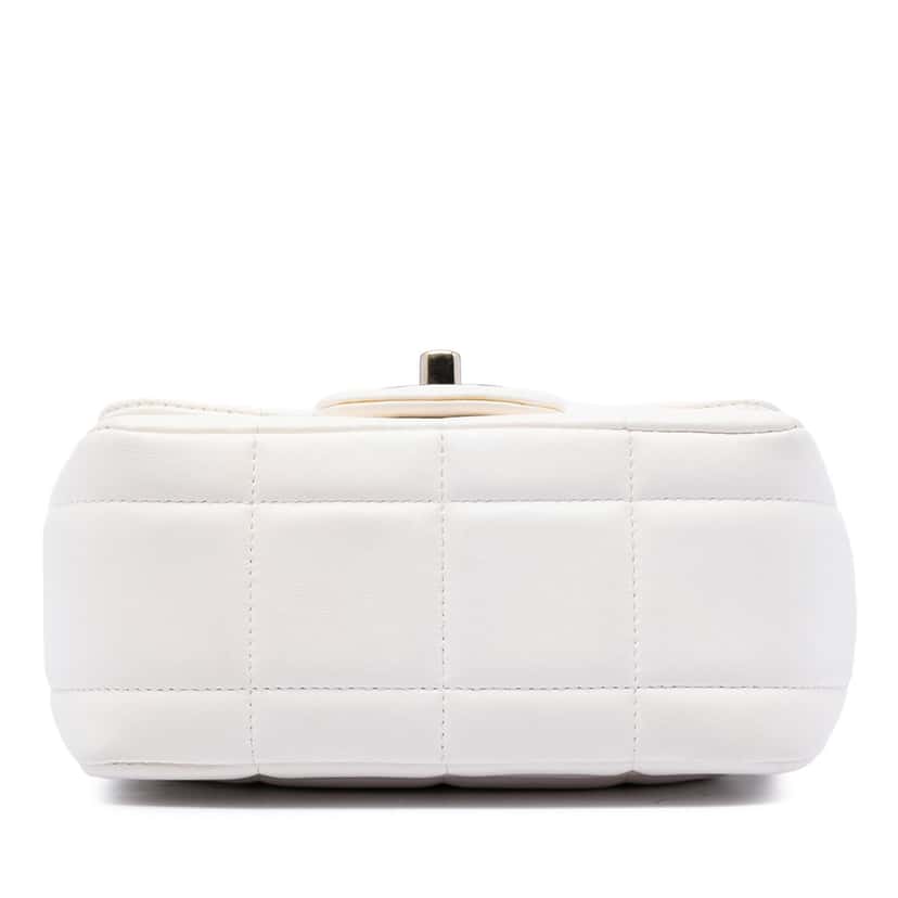 Chanel Mini Quilted Lambskin Resin Crystal Square Monacoco Flap White Leather Very good condition - Inside View