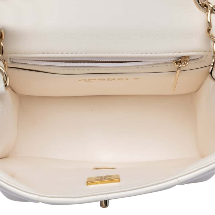 Chanel Mini Quilted Lambskin Resin Crystal Square Monacoco Flap White Leather Very good condition - Model View