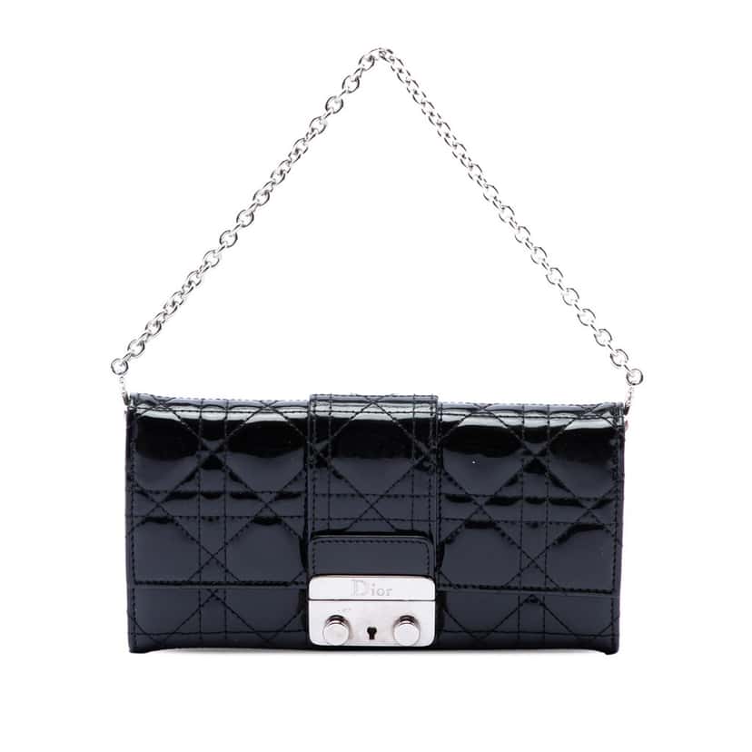 Dior Patent Cannage Miss Dior Wallet on Chain Black Leather Very good condition - Front View