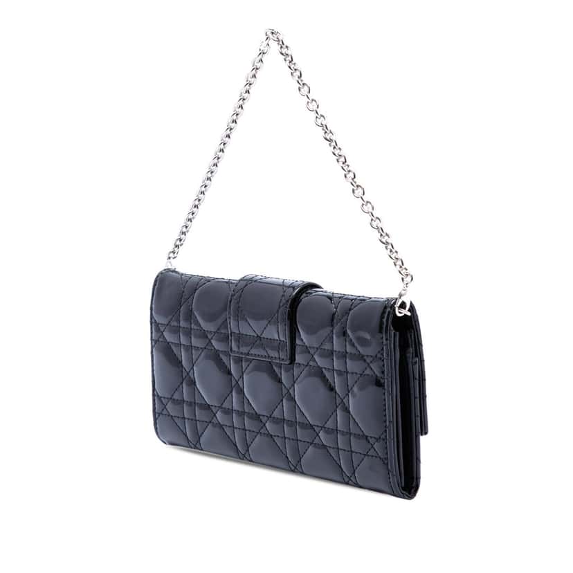 Dior Patent Cannage Miss Dior Wallet on Chain Black Leather Very good condition - Back View