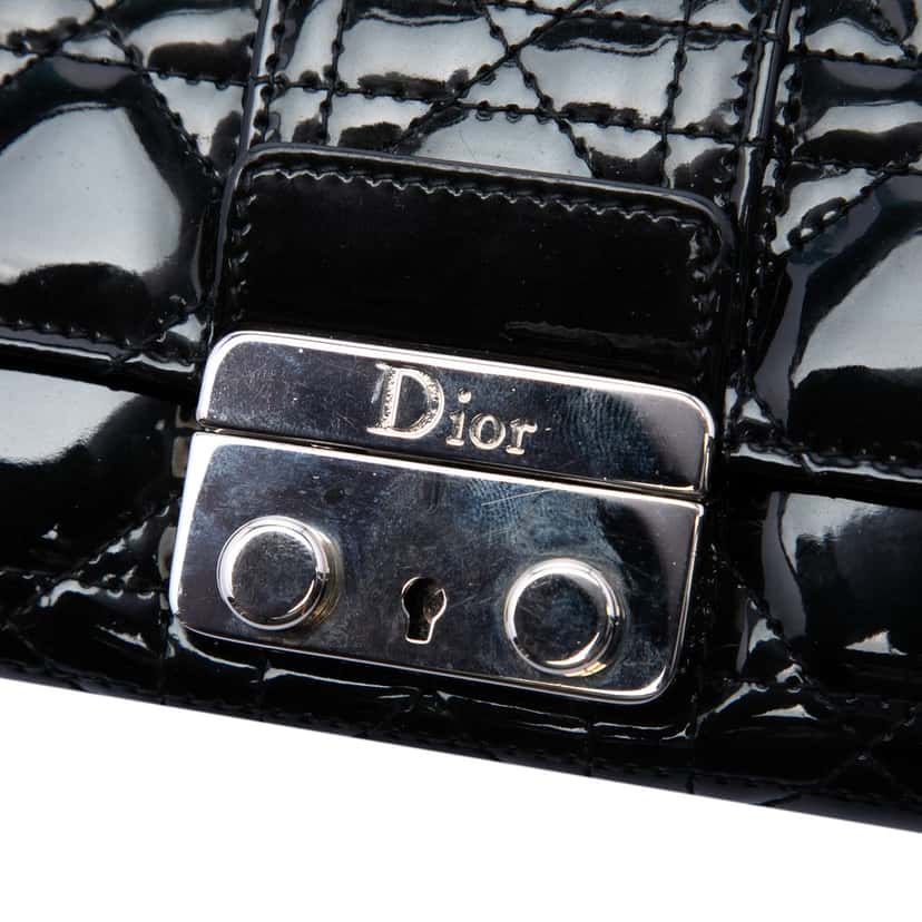 Dior Patent Cannage Miss Dior Wallet on Chain Black Leather Very good condition - Box View