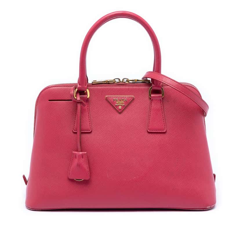 Prada Medium Saffiano Lux Promenade Satchel Pink Leather Very good condition - Front View