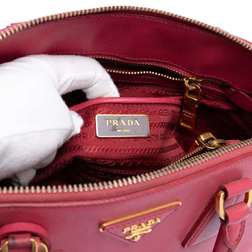 Prada Medium Saffiano Lux Promenade Satchel Pink Leather Very good condition - Box View