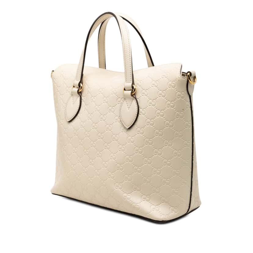 Gucci Guccissima Linea A Fold Over Satchel Brown Leather Good condition - Back View