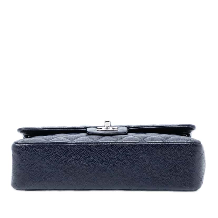 Chanel Medium Classic Caviar Double Flap Blue Leather Very good condition - Inside View