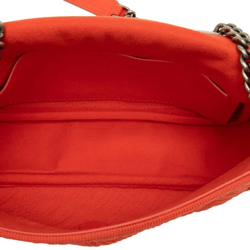 Fendi Zucca Embossed Technical Fabric Chain Midi Baguette Orange Very good condition - Model View