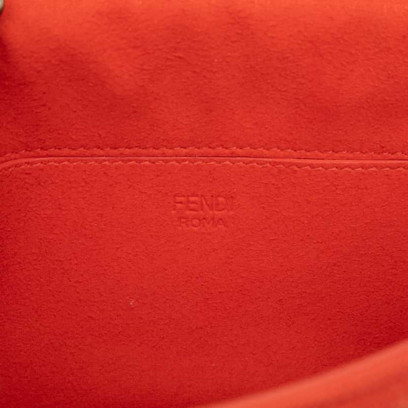 Fendi Zucca Embossed Technical Fabric Chain Midi Baguette Orange Very good condition - Box View