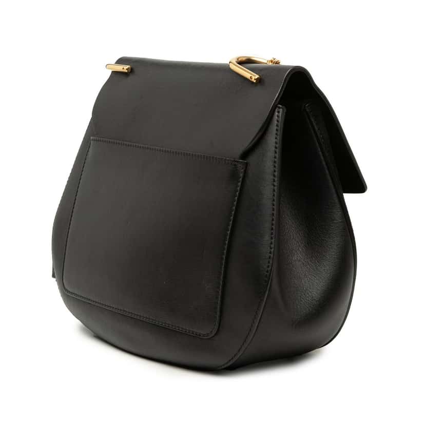Chloé Medium Suede and Calfskin Drew Crossbody Black Leather Very good condition - Back View