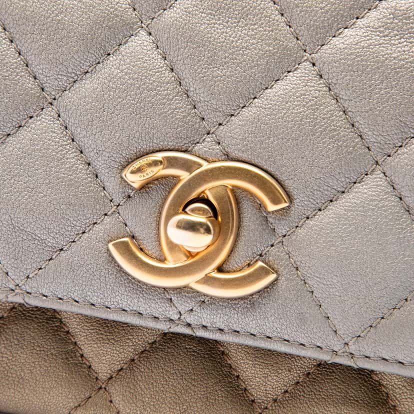 Chanel Small Tricolor Quilted Lambskin Camellia Flower Flap Gold Leather Good condition - Box View