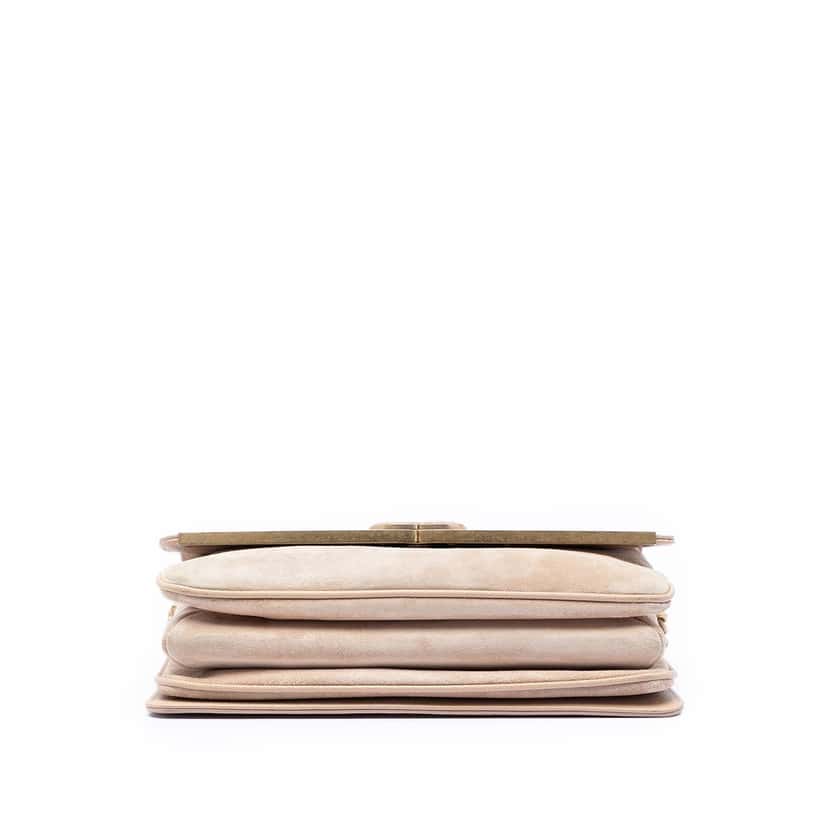 Chanel CC Stitched Caviar and Suede Lady Coco Flap Beige Leather Very good condition - Inside View