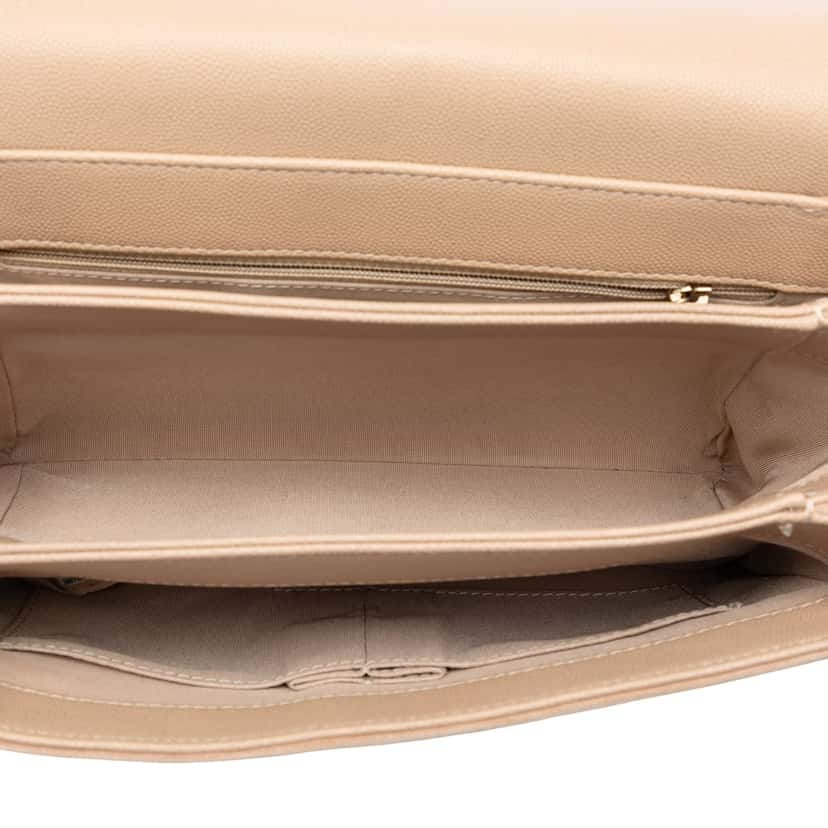 Chanel CC Stitched Caviar and Suede Lady Coco Flap Beige Leather Very good condition - Model View