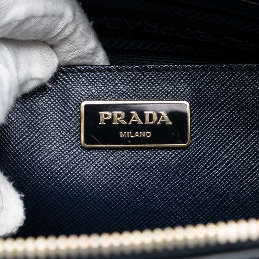 Prada Medium Saffiano Lux Promenade Satchel Blue Leather Very good condition - Box View