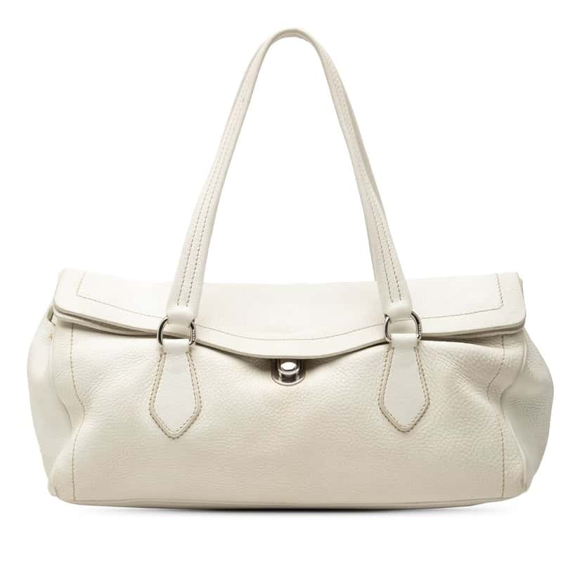 Prada Vitello Daino Easy Shoulder Bag White Leather Very good condition - Front View