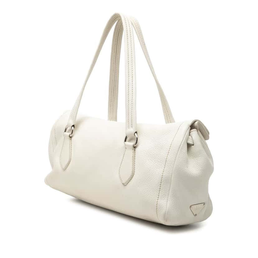 Prada Vitello Daino Easy Shoulder Bag White Leather Very good condition - Back View
