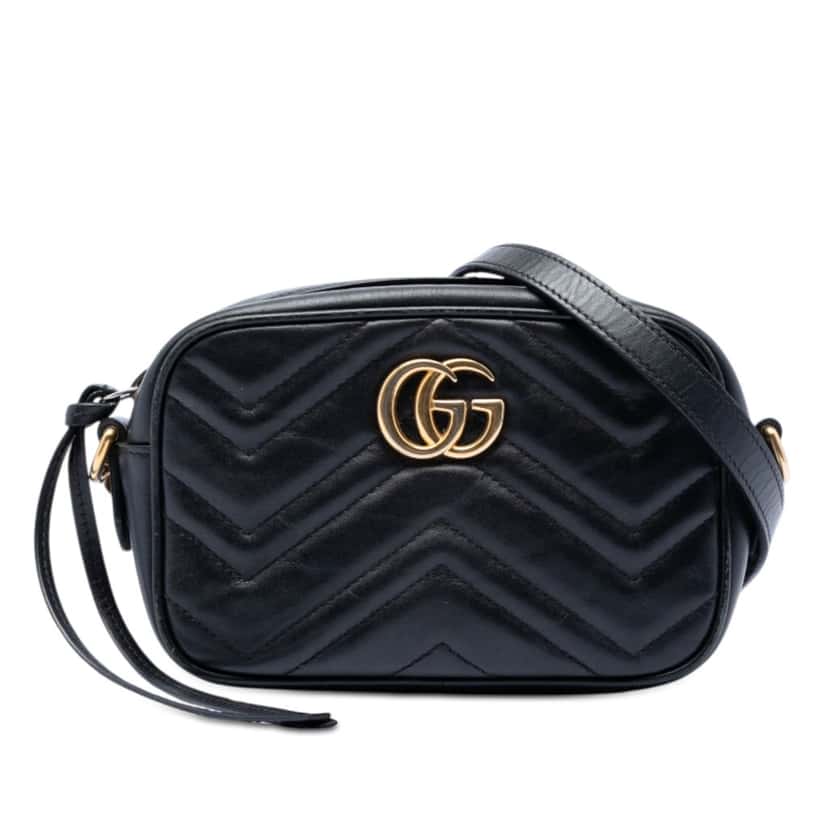 Gucci Mini GG Marmont Matelasse Leather Crossbody Black Leather Very good condition - Front View