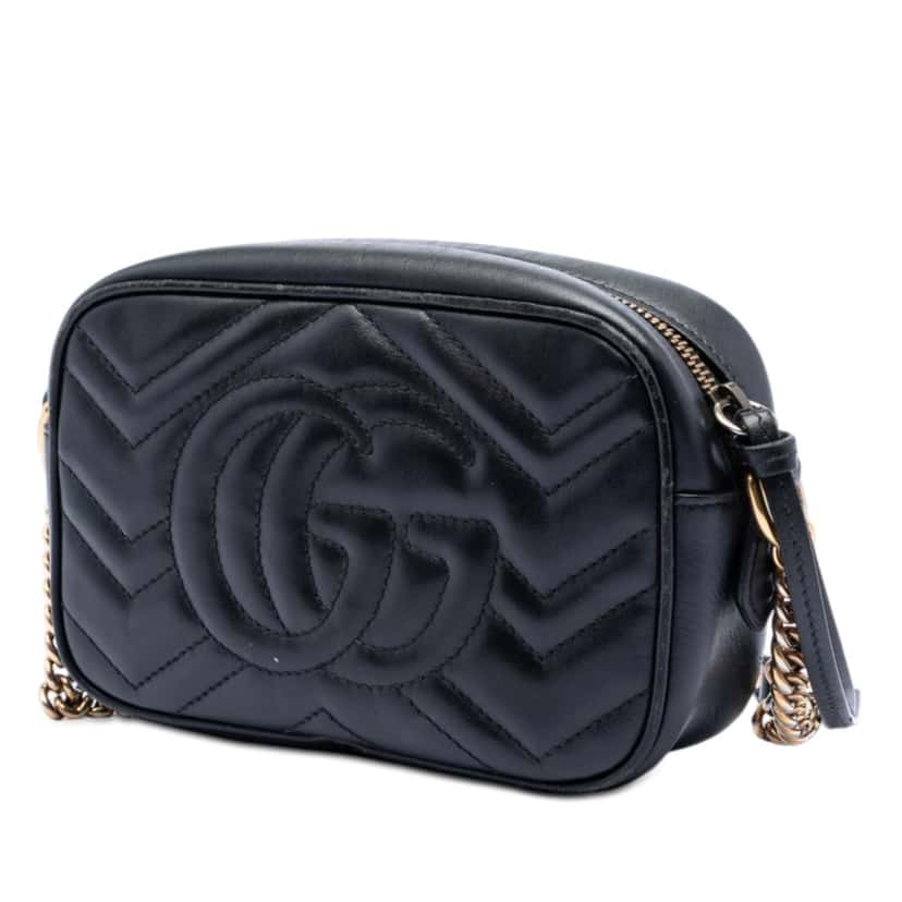 Gucci Mini GG Marmont Matelasse Leather Crossbody Black Leather Very good condition - Back View