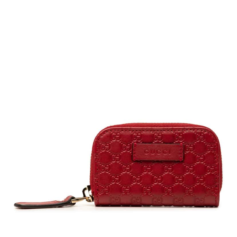 Gucci Microguccissima Zip Around Coin Purse Red Leather Very good condition - Front View