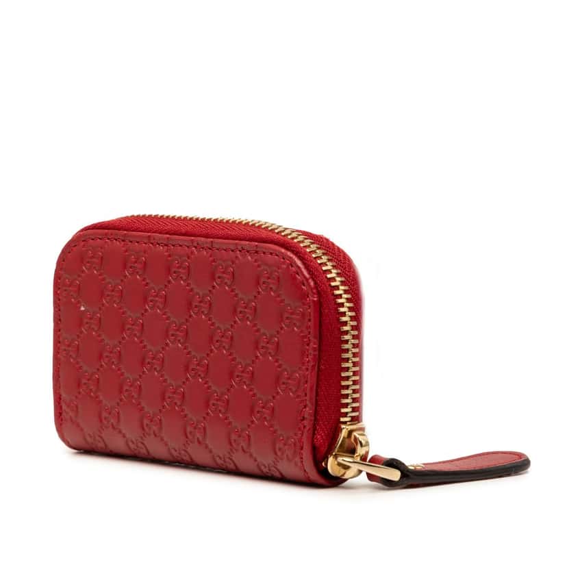 Gucci Microguccissima Zip Around Coin Purse Red Leather Very good condition - Back View