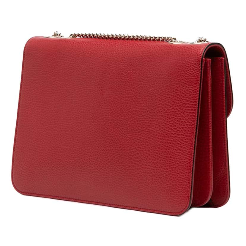 Gucci Medium Dollar Calfskin Interlocking G Crossbody Red Leather Very good condition - Back View