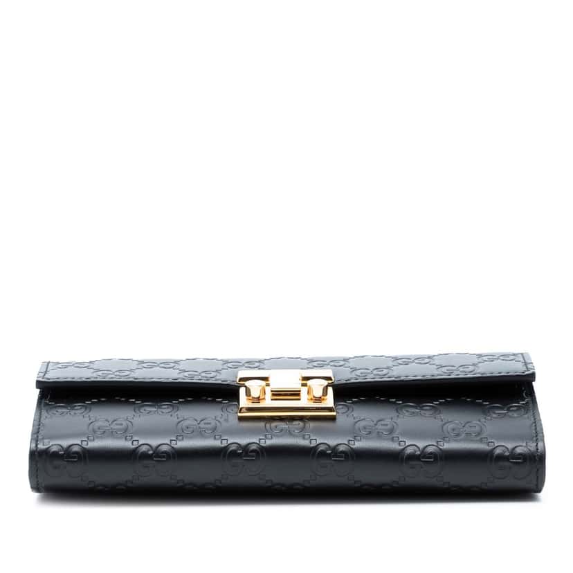 Gucci Guccissima Padlock Wallet On Chain Black Leather Very good condition - Inside View