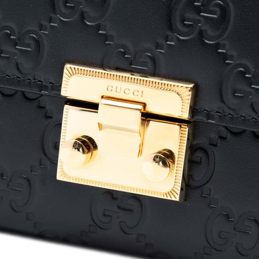 Gucci Guccissima Padlock Wallet On Chain Black Leather Very good condition - Box View