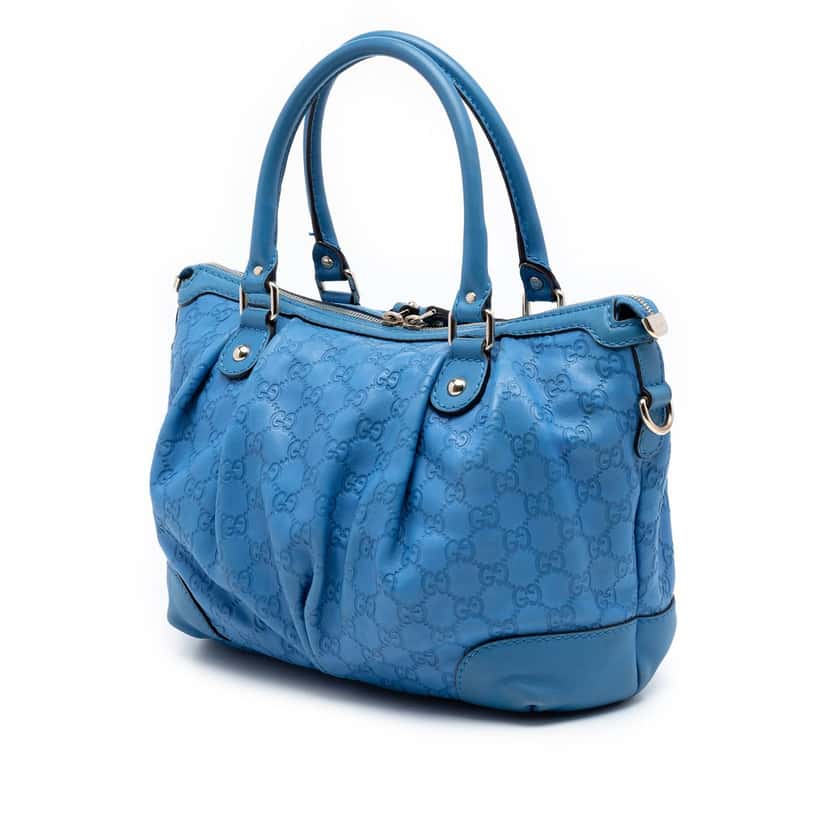 Gucci Guccissima Sukey Satchel Blue Leather Very good condition - Back View