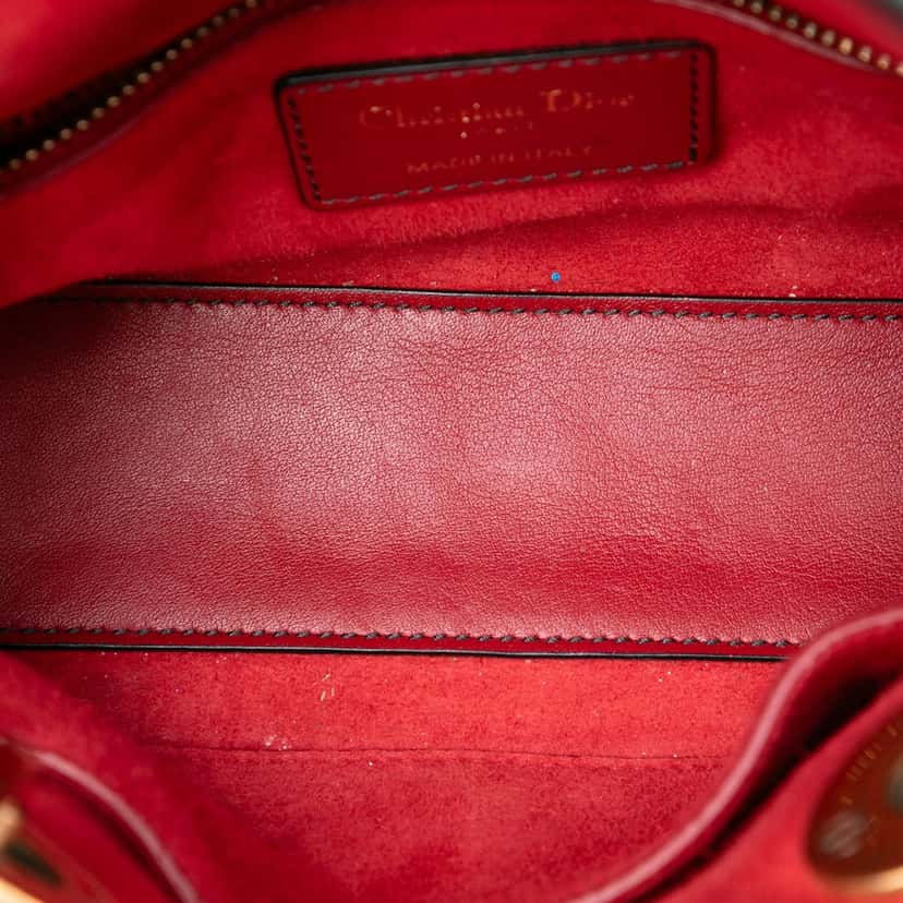 Dior Mini Lambskin Cannage Studded Supple Lady Dior Red Leather Very good condition - Model View