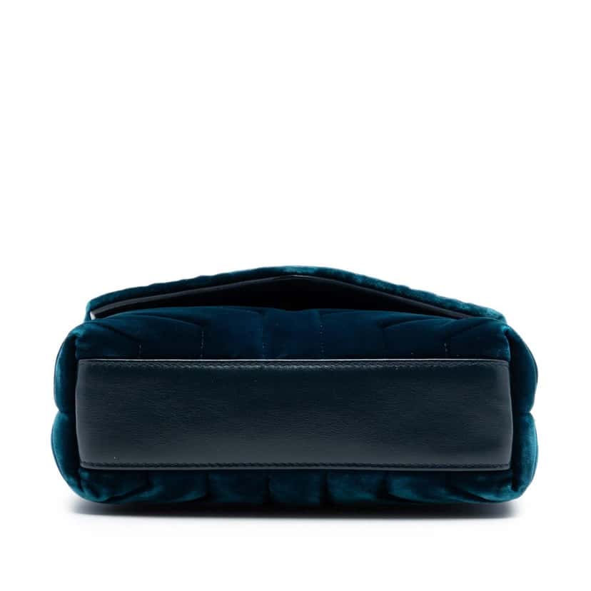 Saint Laurent Small Matelasse Velvet Monogram LouLou Shoulder Bag Blue Very good condition - Inside View