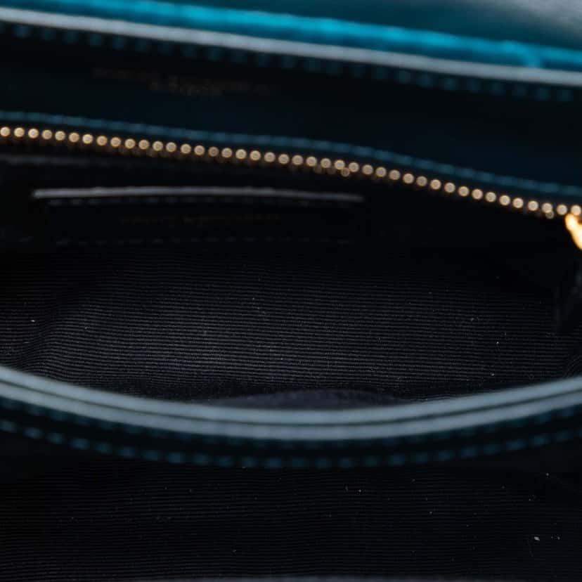 Saint Laurent Small Matelasse Velvet Monogram LouLou Shoulder Bag Blue Very good condition - Box View