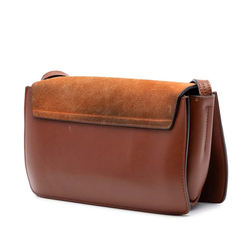 Chloé Small Suede and Calfskin Faye Crossbody Brown Leather Very good condition - Back View