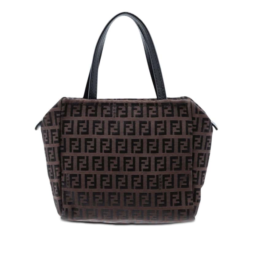 Fendi Mini Zucchino Canvas Handbag Brown Very good condition - Front View