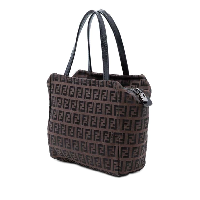 Fendi Mini Zucchino Canvas Handbag Brown Very good condition - Back View