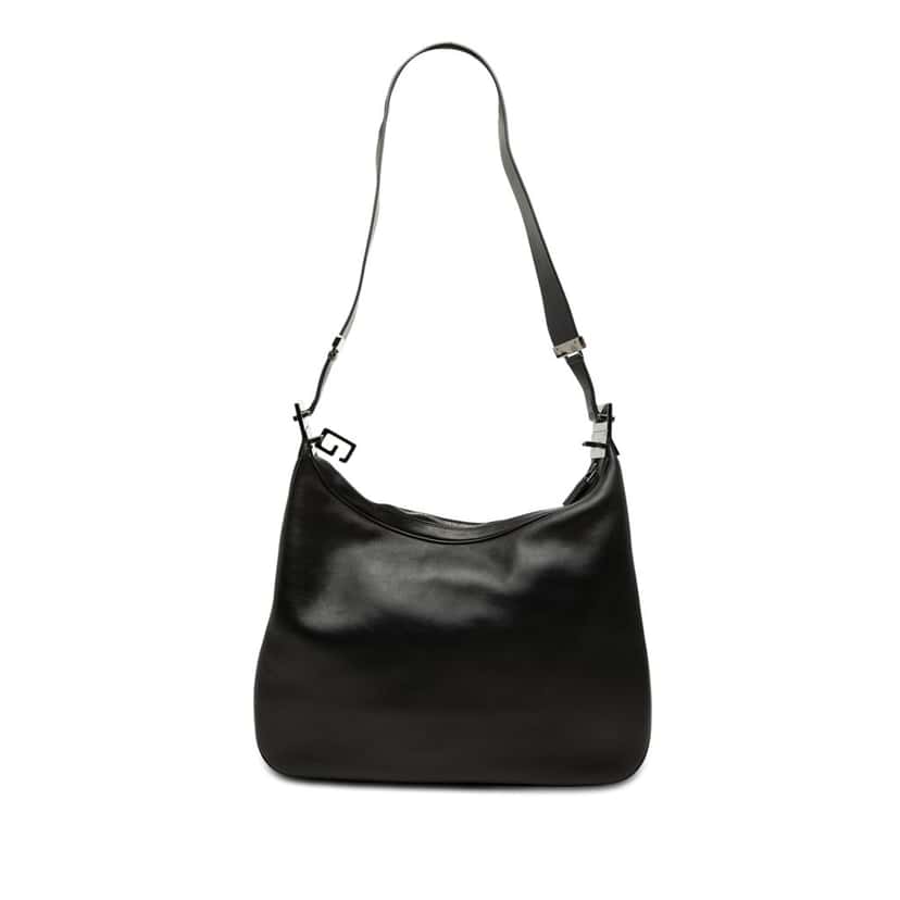 Gucci Calfskin Attache Shoulder Bag Black Leather Very good condition - Front View