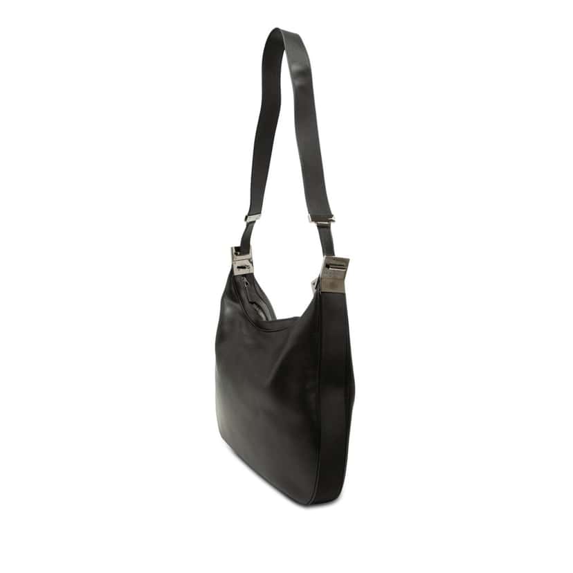 Gucci Calfskin Attache Shoulder Bag Black Leather Very good condition - Back View
