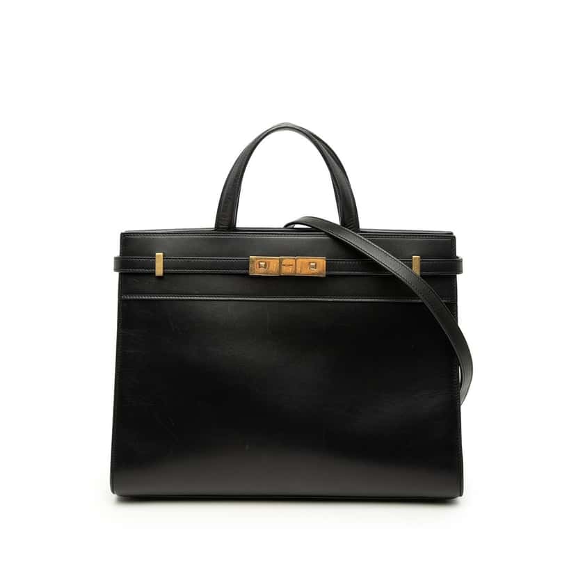 Saint Laurent Medium Smooth Calfskin Manhattan Shopper Tote Black Leather Very good condition - Front View