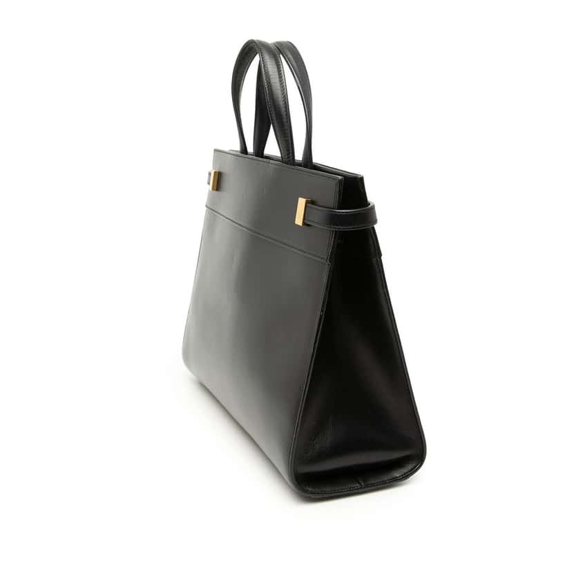 Saint Laurent Medium Smooth Calfskin Manhattan Shopper Tote Black Leather Very good condition - Back View