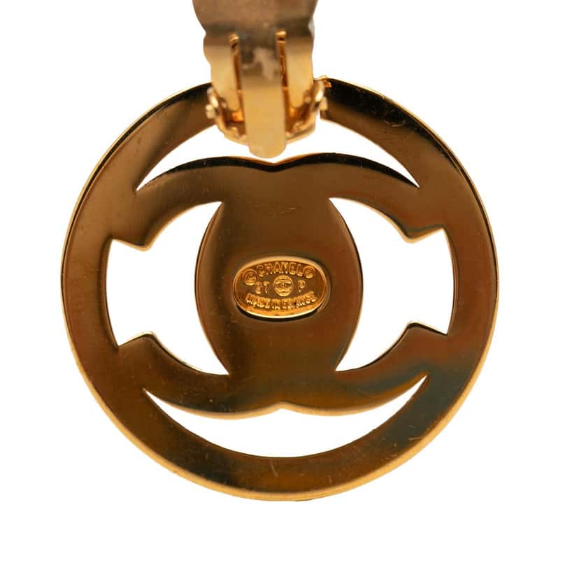 Chanel CC Gold Plated Turnlock Swing Clip On Earrings Gold Metal Very good condition - Inside View