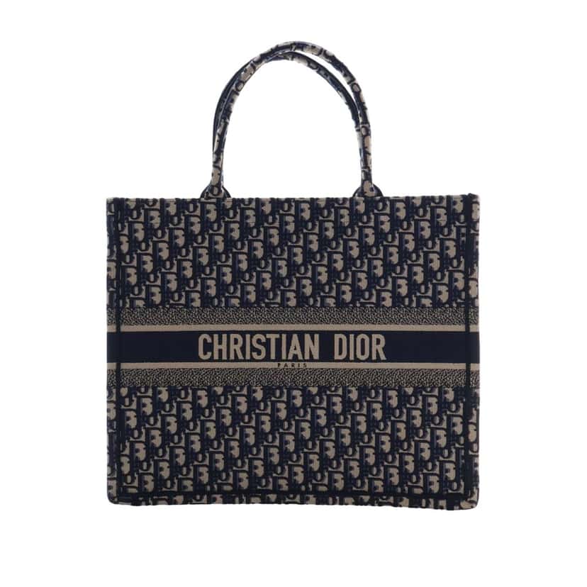 Dior Large Oblique Embroidered Canvas Book Tote Blue Very good condition - Front View