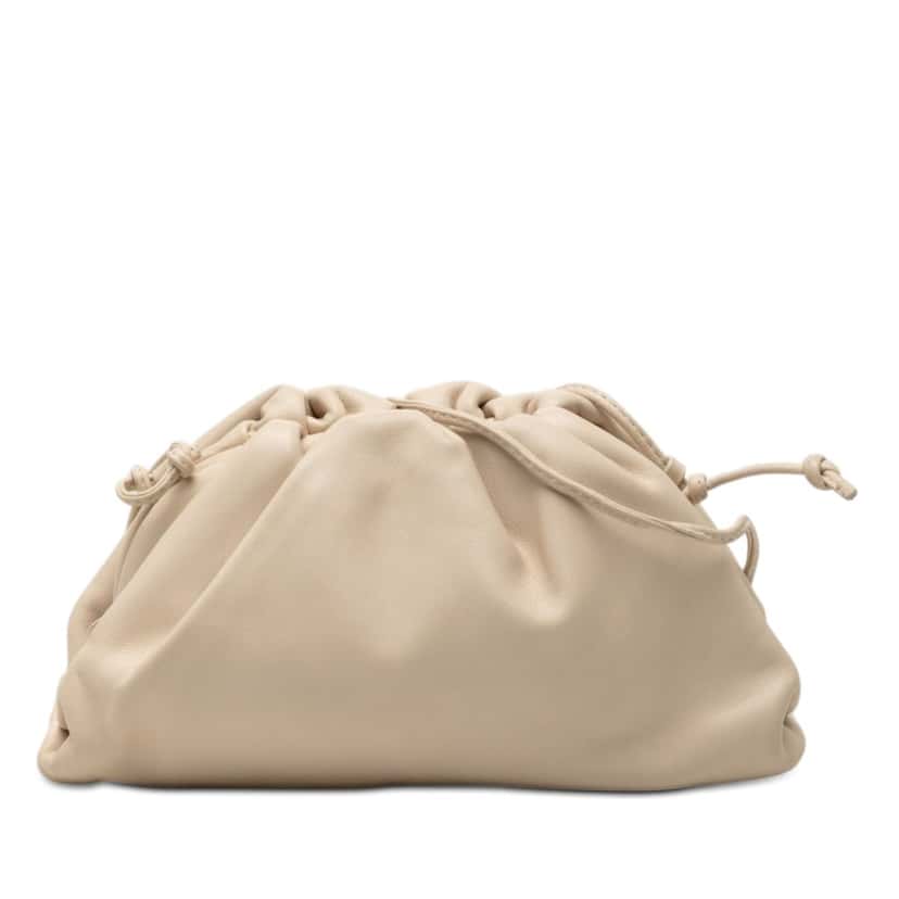 Bottega Veneta Lambskin The Mini Pouch Crossbody Beige Leather Very good condition - Front View