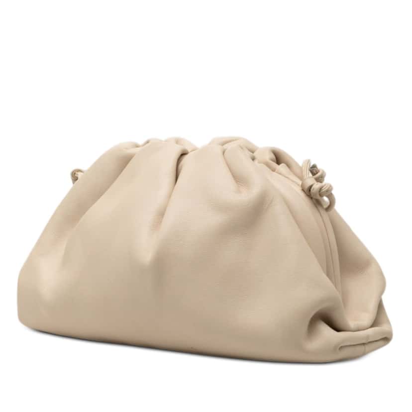 Bottega Veneta Lambskin The Mini Pouch Crossbody Beige Leather Very good condition - Back View