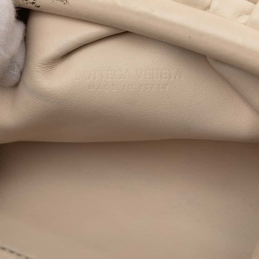 Bottega Veneta Lambskin The Mini Pouch Crossbody Beige Leather Very good condition - Box View