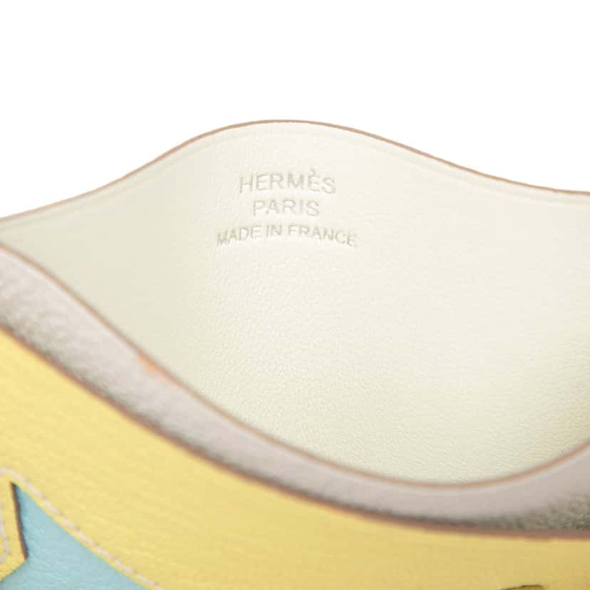 Hermès Chevre Mysore Poisson Card Holder Yellow Leather Very good condition - Box View