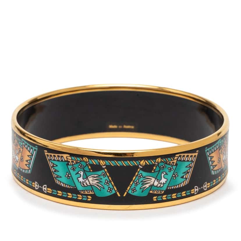 Hermès Wide Printed Enamel Bangle 65 Black Very good condition - Inside View