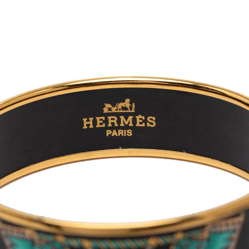 Hermès Wide Printed Enamel Bangle 65 Black Very good condition - Model View
