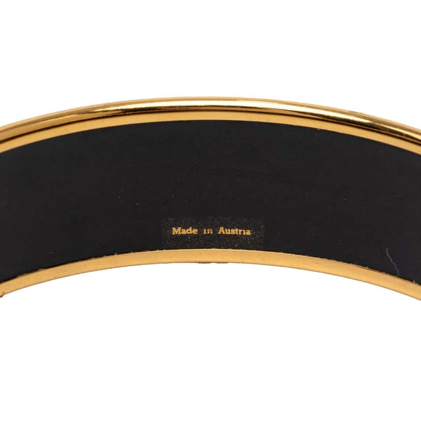 Hermès Wide Printed Enamel Bangle 65 Black Very good condition - Box View
